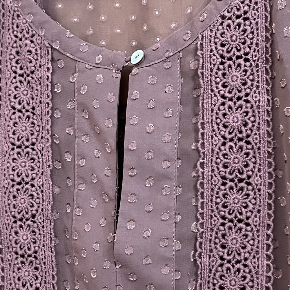 Black Rainn Polka Dot Sleeveless Crochet Top Blouse M - Picture 3 of 4